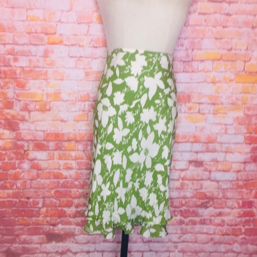 Kate Hill Green and White Floral Skirt